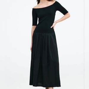 Chic Black Off-Shoulder Midi Dress